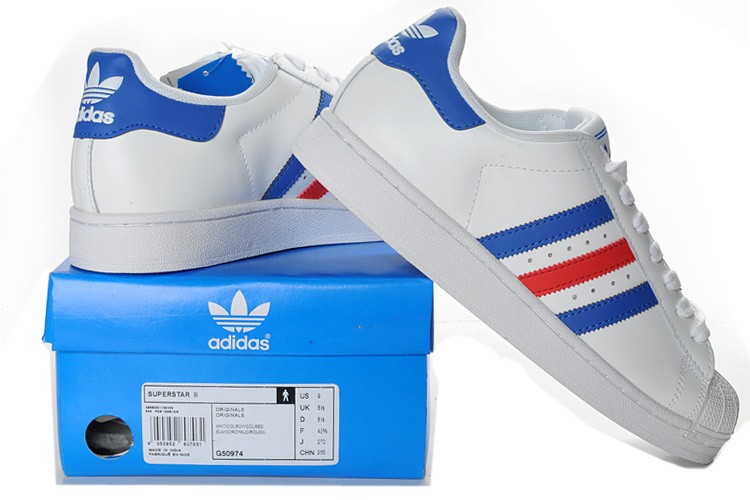 adidas superstar bande bleu et rouge